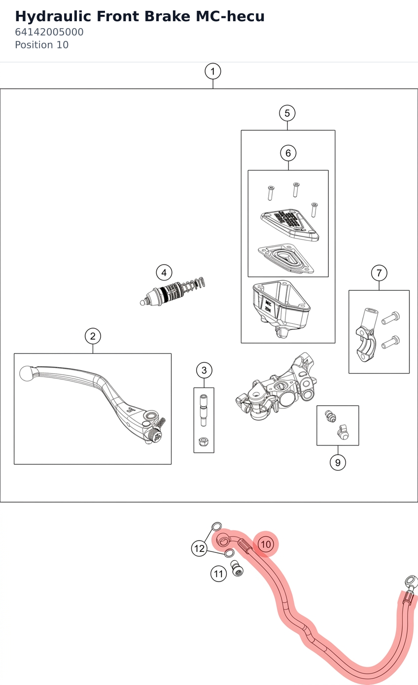 Diagram preview: Hydraulic Front Brake MC-hecu (64142005000)
