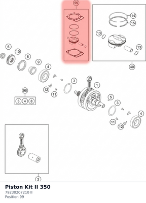 Diagram preview: Piston Kit II 350 (79230207210 II)