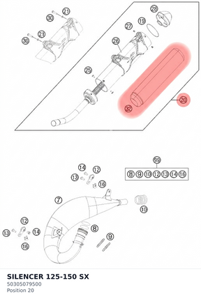 Diagram preview: SILENCER 125-150 SX (50305079500)