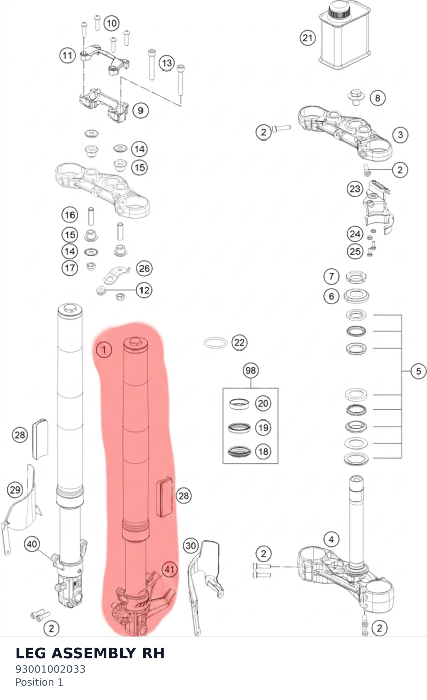 Diagram preview: LEG ASSEMBLY RH (93001002033)