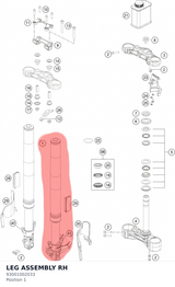 Diagram preview: LEG ASSEMBLY RH (93001002033)