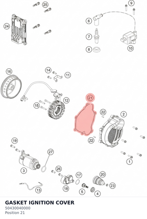 Diagram preview: GASKET IGNITION COVER (50430040000)