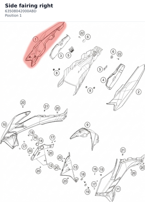 Diagram preview: Side fairing right (63508042000ABD)
