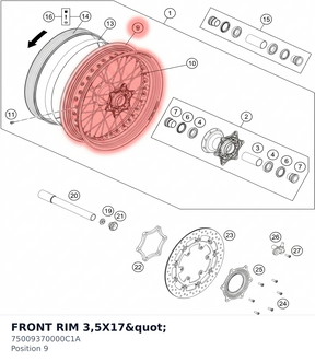 Diagram preview: FRONT RIM 3,5X17" (75009370000C1A)