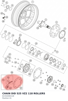 Diagram preview: CHAIN DID 525 VZ2 118 ROLLERS (61310265118)