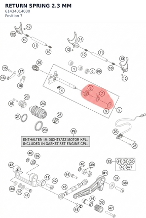 Diagram preview: RETURN SPRING 2.3 MM (61434014000)