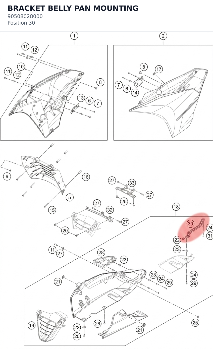 Diagram preview: BRACKET BELLY PAN MOUNTING (90508028000)