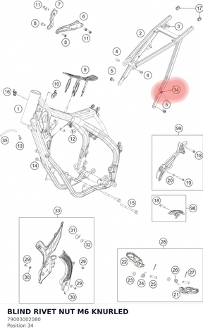 Diagram preview: BLIND RIVET NUT M6 KNURLED (79003002080)