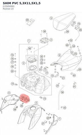 Diagram preview: SHIM PVC 5,3X11,5X1,5 (J125050001)