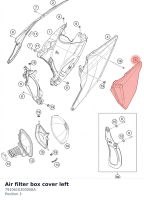 Diagram preview: Air filter box cover left (79106103000ABA)