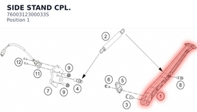 Diagram preview: SIDE STAND CPL. (7600312300033S)