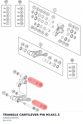 Diagram preview: TRIANGLE CANTILEVER PIN M14X1.5 (A48004185000)