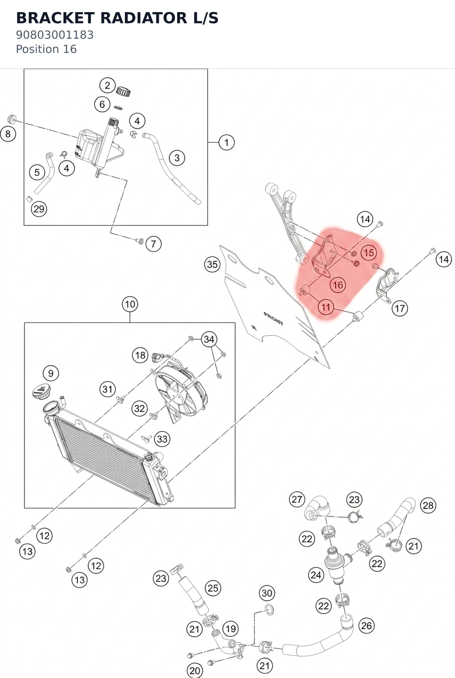 Diagram preview: BRACKET RADIATOR L/S (90803001183)
