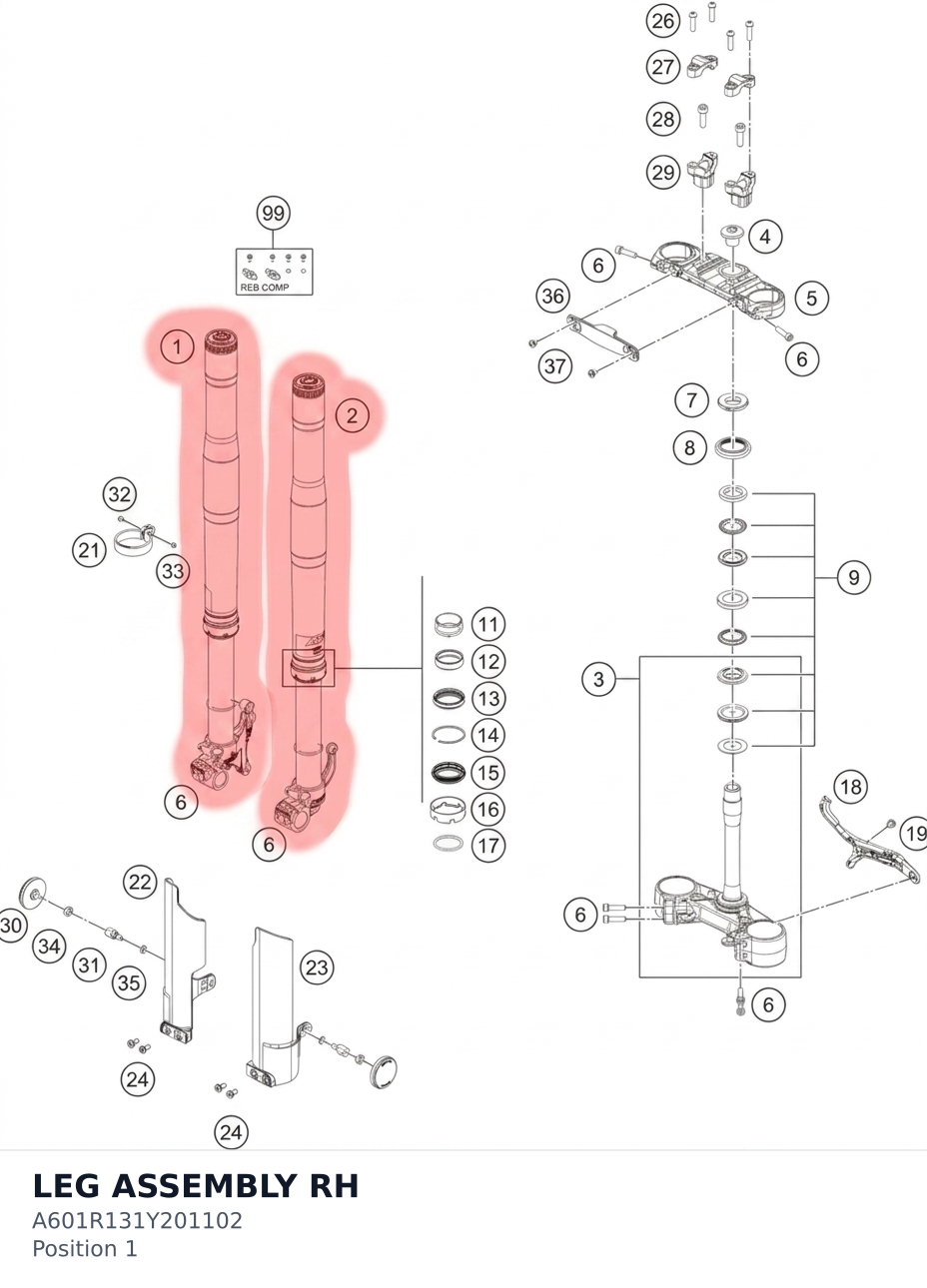Diagram preview: LEG ASSEMBLY RH (A601R131Y201102)