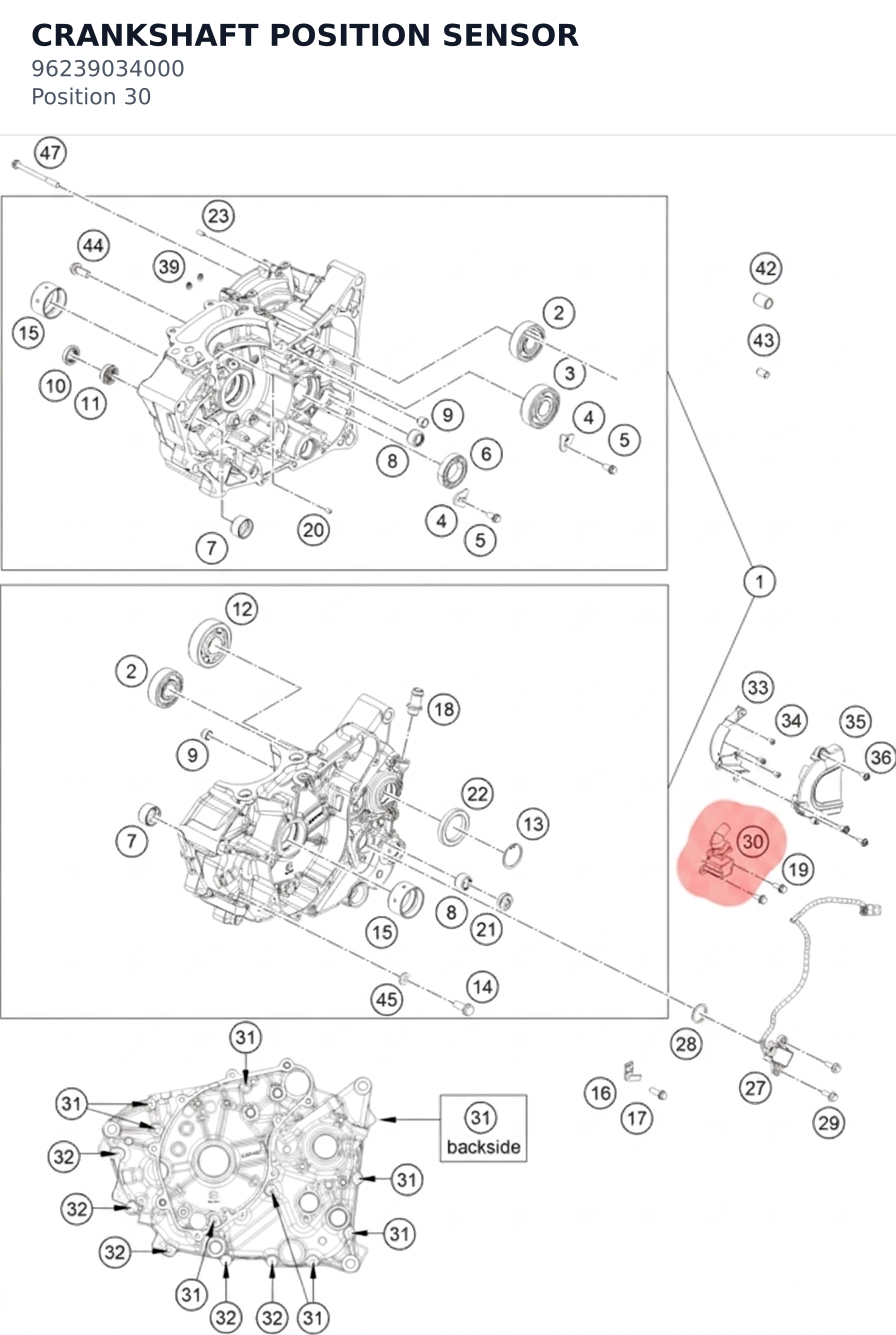 Diagram preview: CRANKSHAFT POSITION SENSOR (96239034000)
