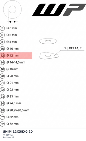 Diagram preview: SHIM 12X38X0,20 (46810497)