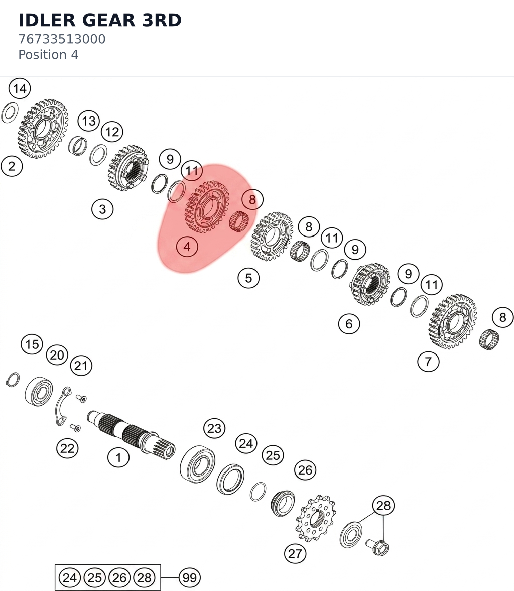 Diagram preview: IDLER GEAR 3RD (76733513000)