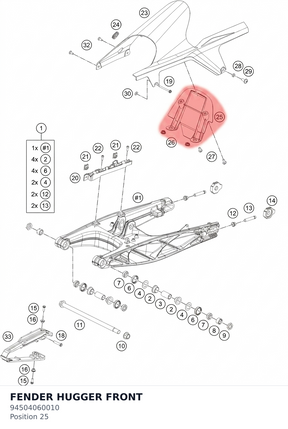 Diagram preview: FENDER HUGGER FRONT (94504060010)