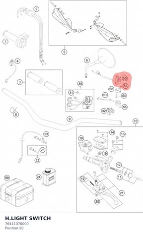 Diagram preview: H.LIGHT SWITCH (76411070000)