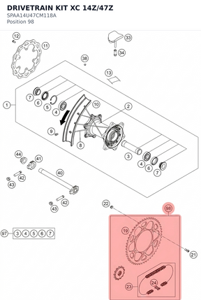 Diagram preview: DRIVETRAIN KIT XC 14Z/47Z (SPAA14U47CM118A)