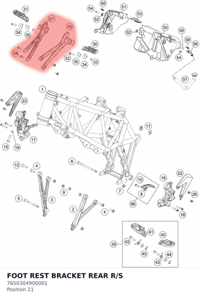 Diagram preview: FOOT REST BRACKET REAR R/S (7650304900001)