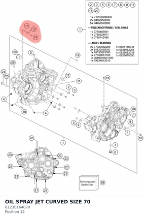 Diagram preview: OIL SPRAY JET CURVED SIZE 70 (81230164070)