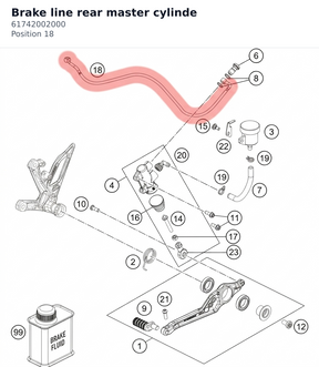 Diagram preview: Brake line rear master cylinde (61742002000)