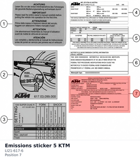 Diagram preview: Emissions sticker 5 KTM (LI21-617-6)