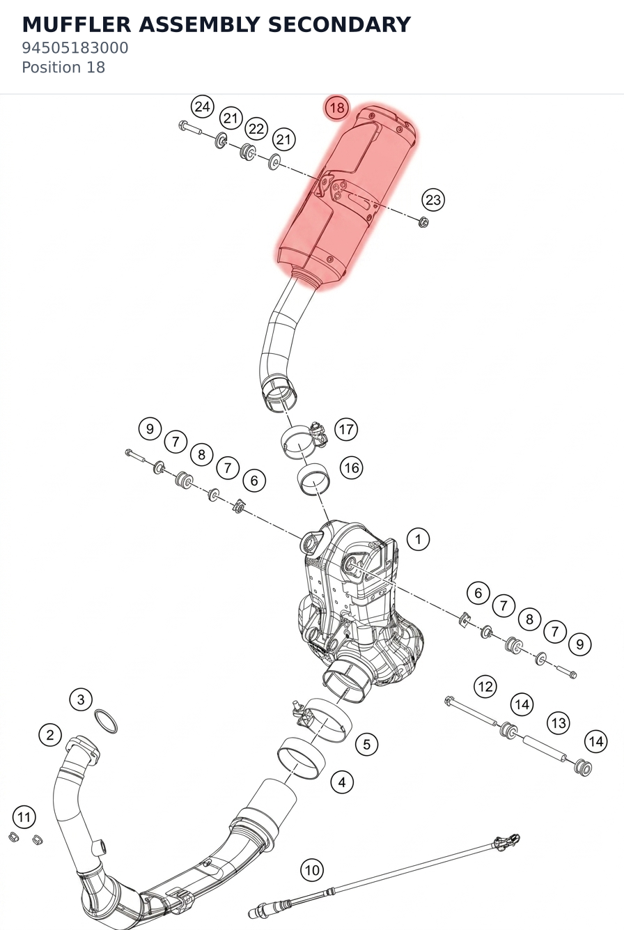Diagram preview: MUFFLER ASSEMBLY SECONDARY (94505183000)