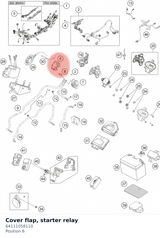Diagram preview: Cover flap, starter relay (64111058110)