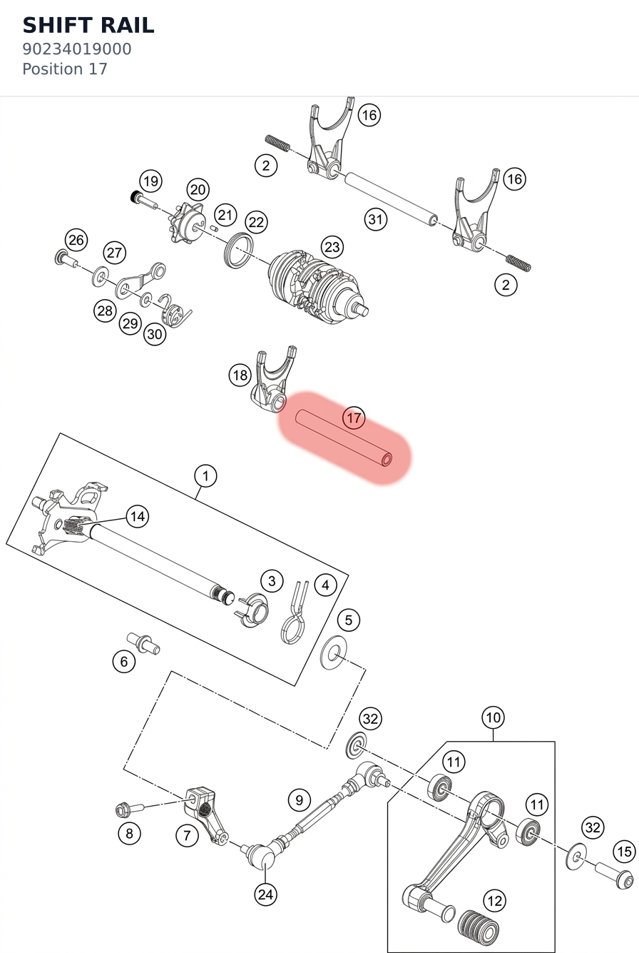 Diagram preview: SHIFT RAIL (90234019000)