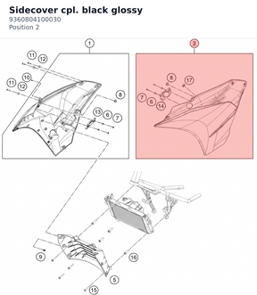 Diagram preview: Sidecover cpl. black glossy (9360804100030)