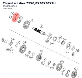 Diagram preview: Thrust washer 25X0,8X30X30X7H (79033041000)