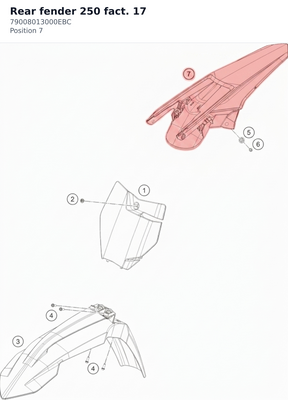 Diagram preview: Rear fender 250 fact. 17 (79008013000EBC)