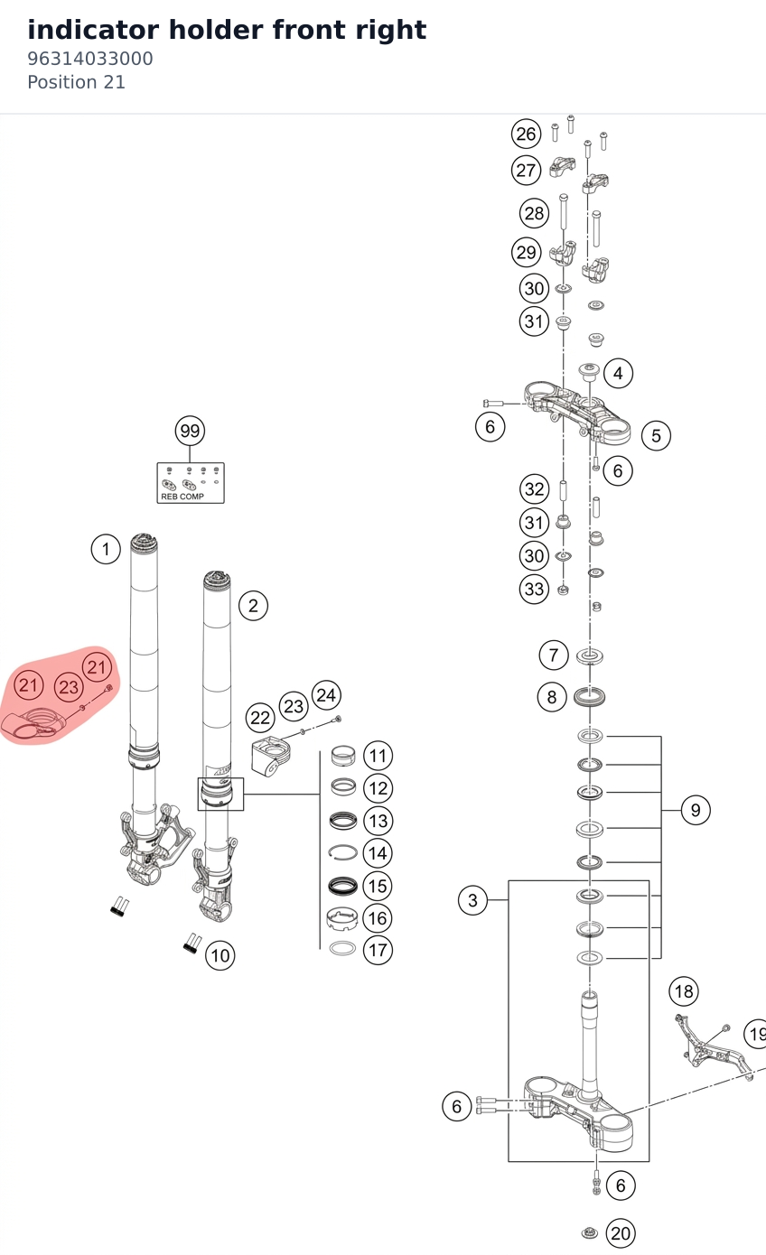 Diagram preview: indicator holder front right (96314033000)