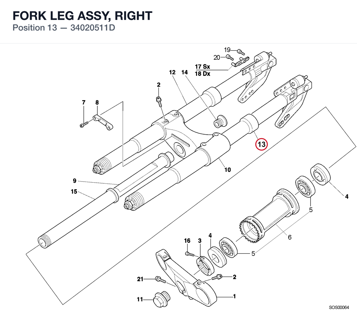 FORK LEG ASSY, RIGHT