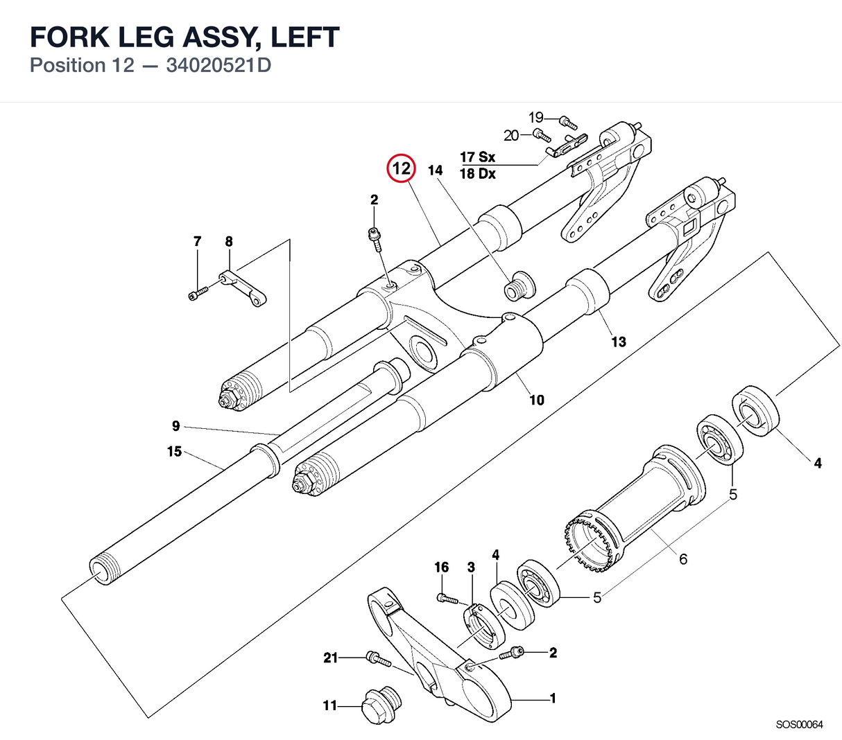 FORK LEG ASSY, LEFT