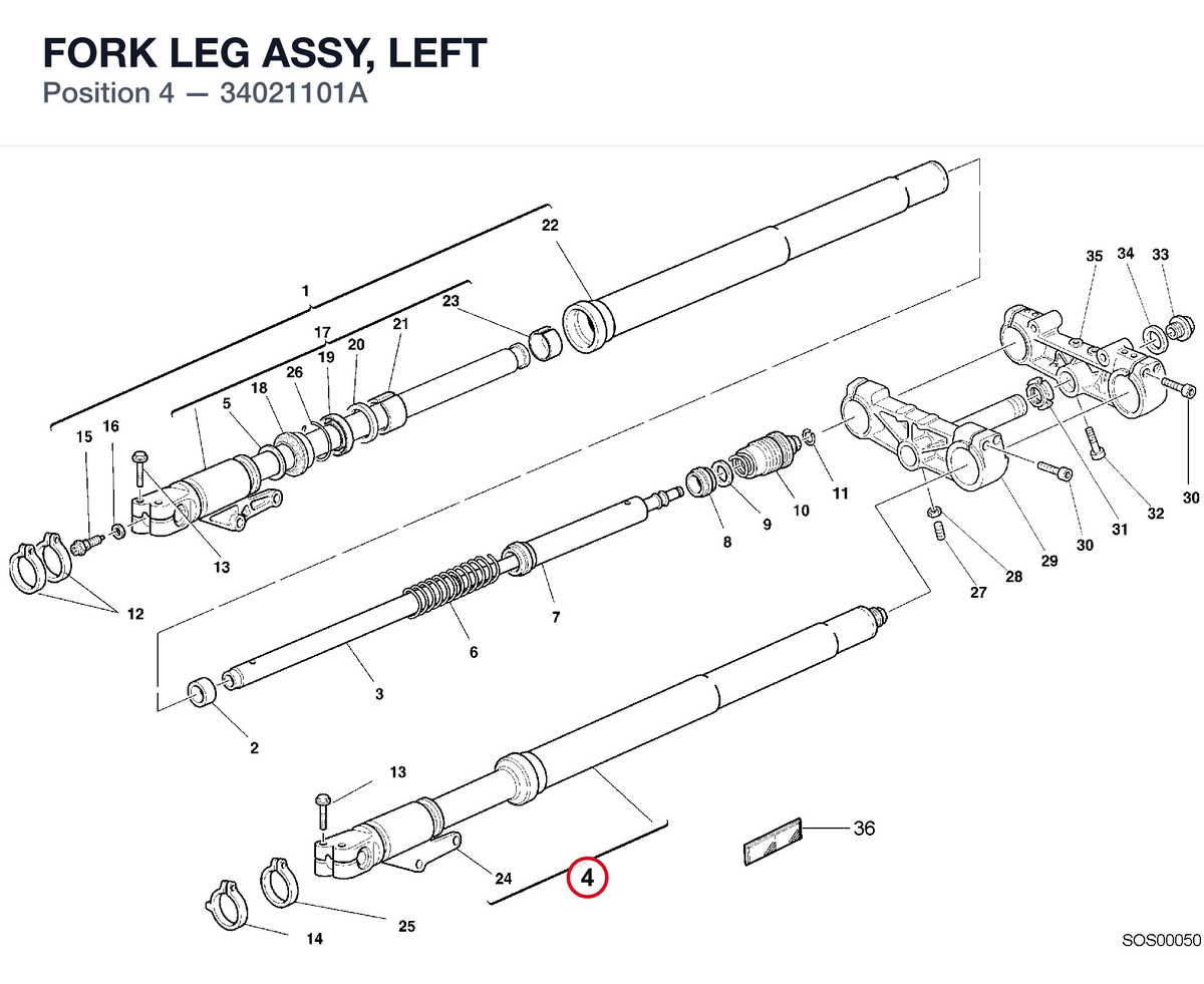FORK LEG ASSY, LEFT 34021101A diagram position