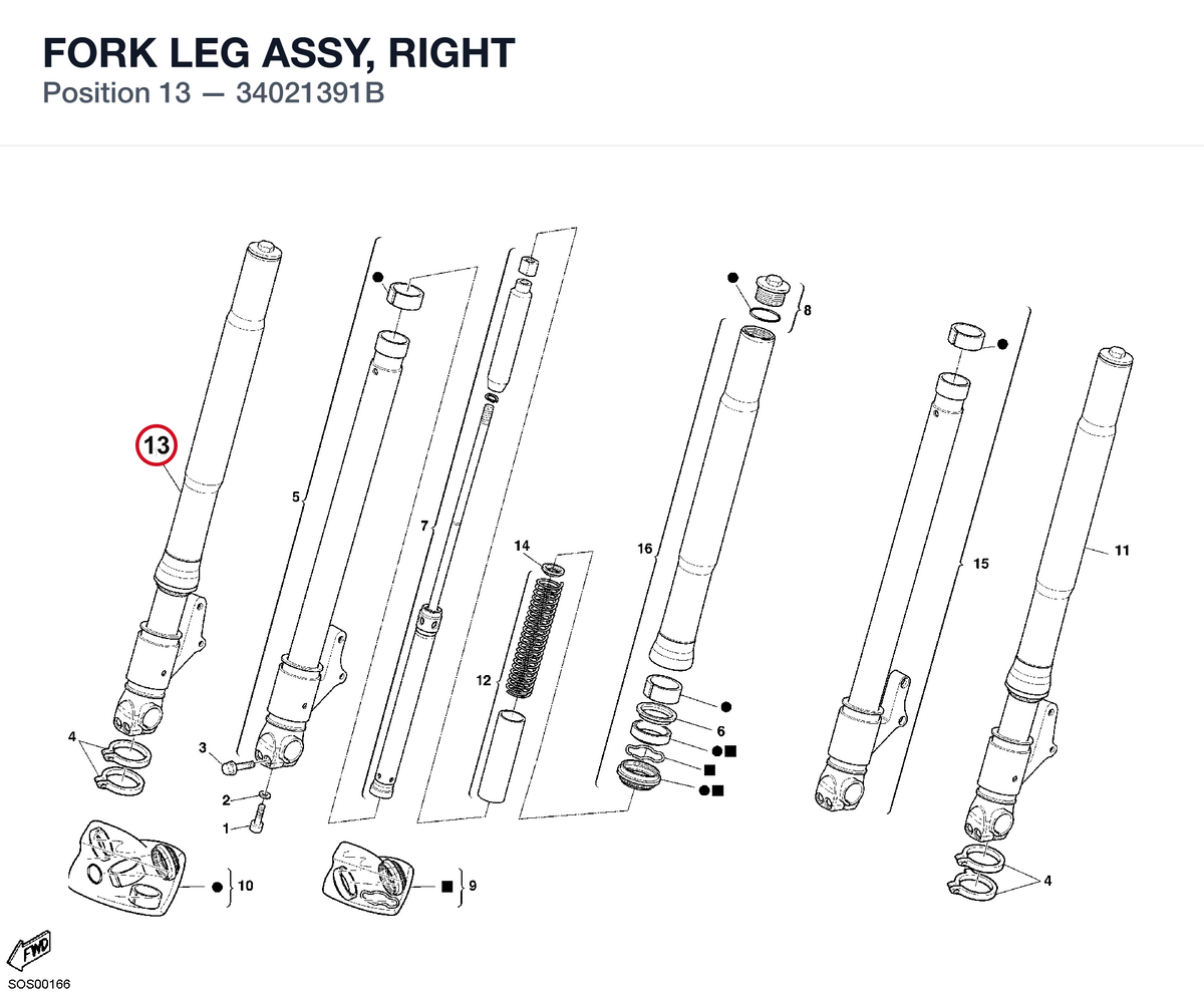 FORK LEG ASSY, RIGHT 34021391B diagram position