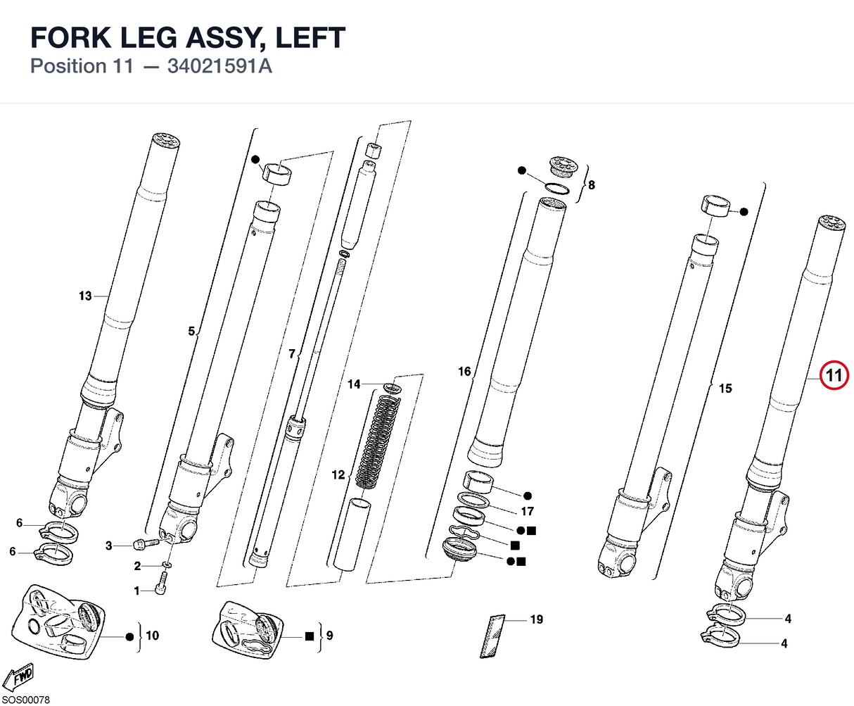 FORK LEG ASSY, LEFT