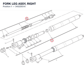 FORK LEG ASSY, RIGHT 34022831A diagram position
