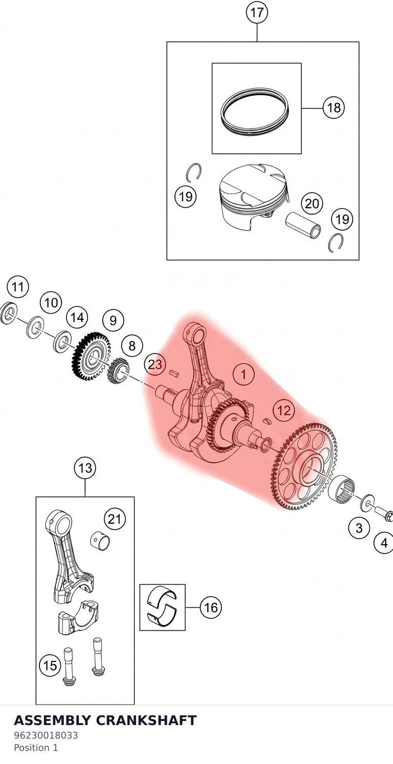Diagram preview: ASSEMBLY CRANKSHAFT (96230018033)