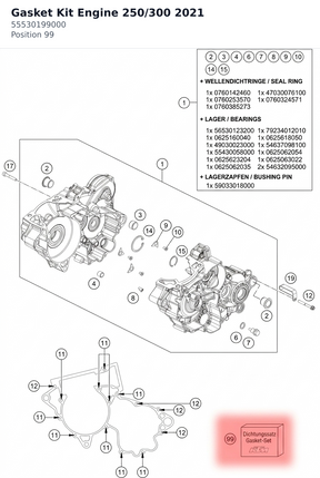 Diagram preview: Gasket Kit Engine 250/300 2021 (55530199000)