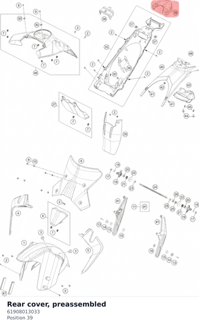 Diagram preview: Rear cover, preassembled (61908013033)
