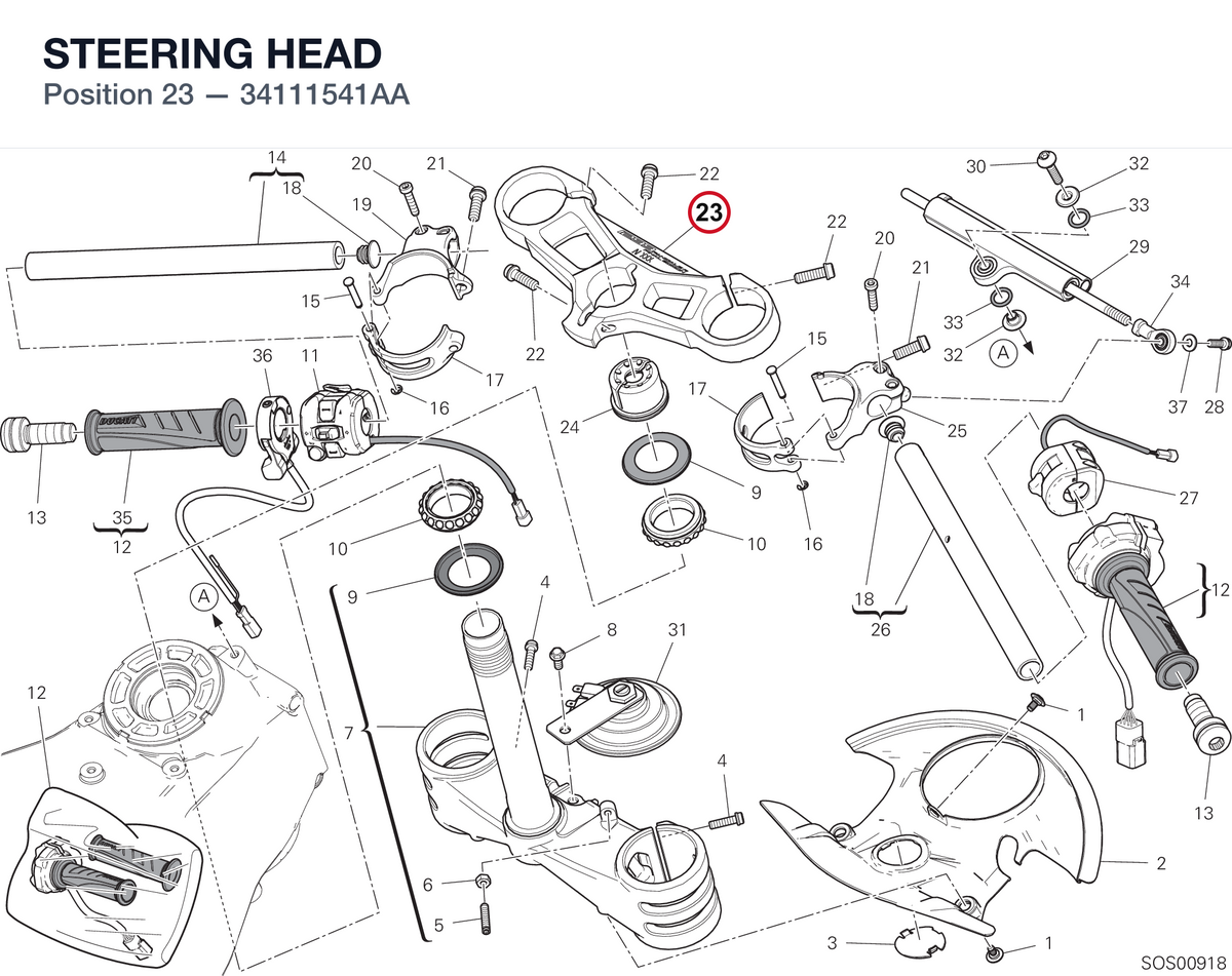 STEERING HEAD 34111541AA diagram position