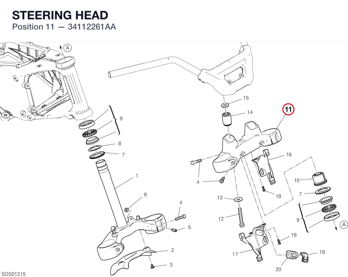 STEERING HEAD 34112261AA diagram position