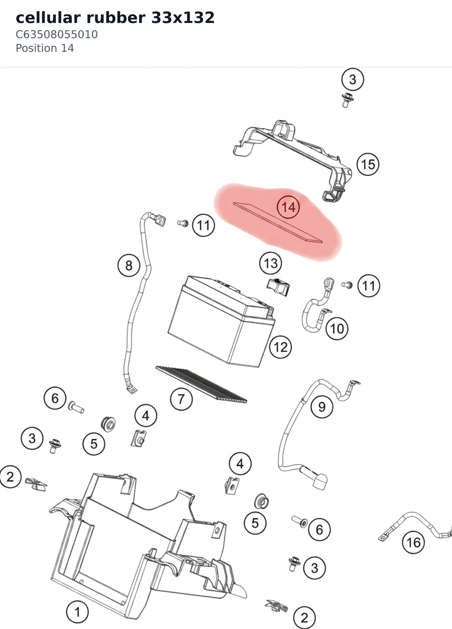 Diagram preview: cellular rubber 33x132 (C63508055010)