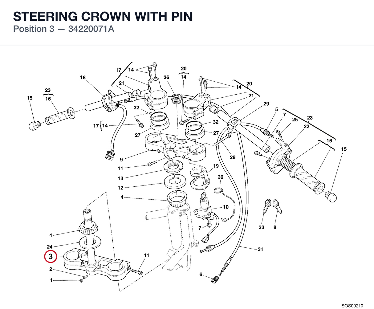 STEERING CROWN WITH PIN