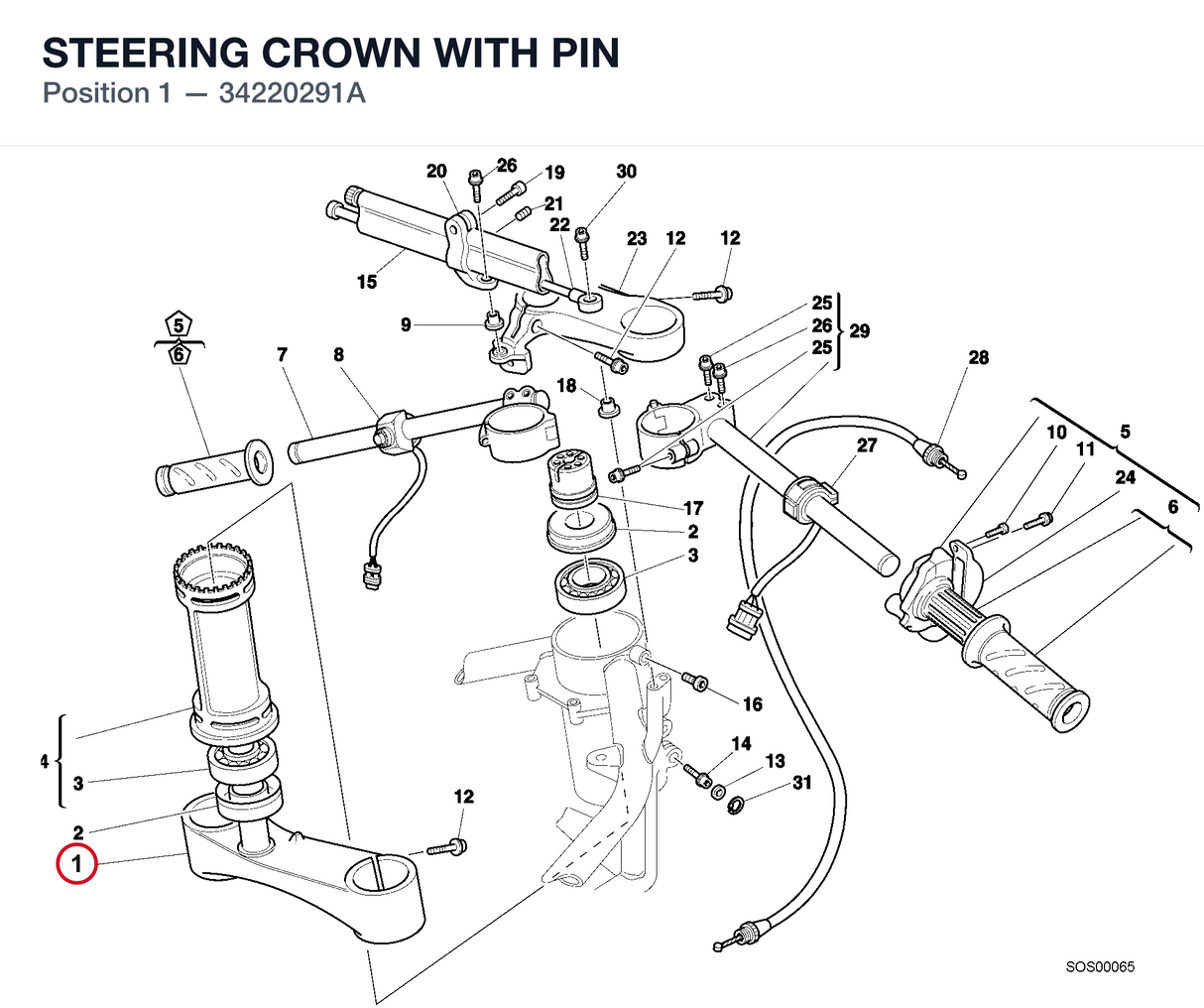 STEERING CROWN WITH PIN