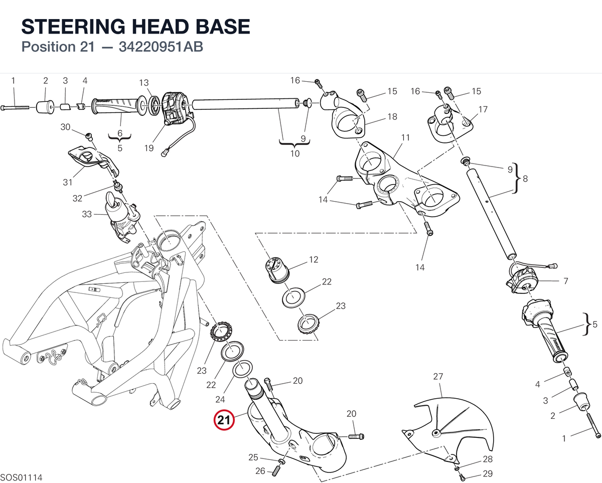 STEERING HEAD BASE 34220951AB diagram position